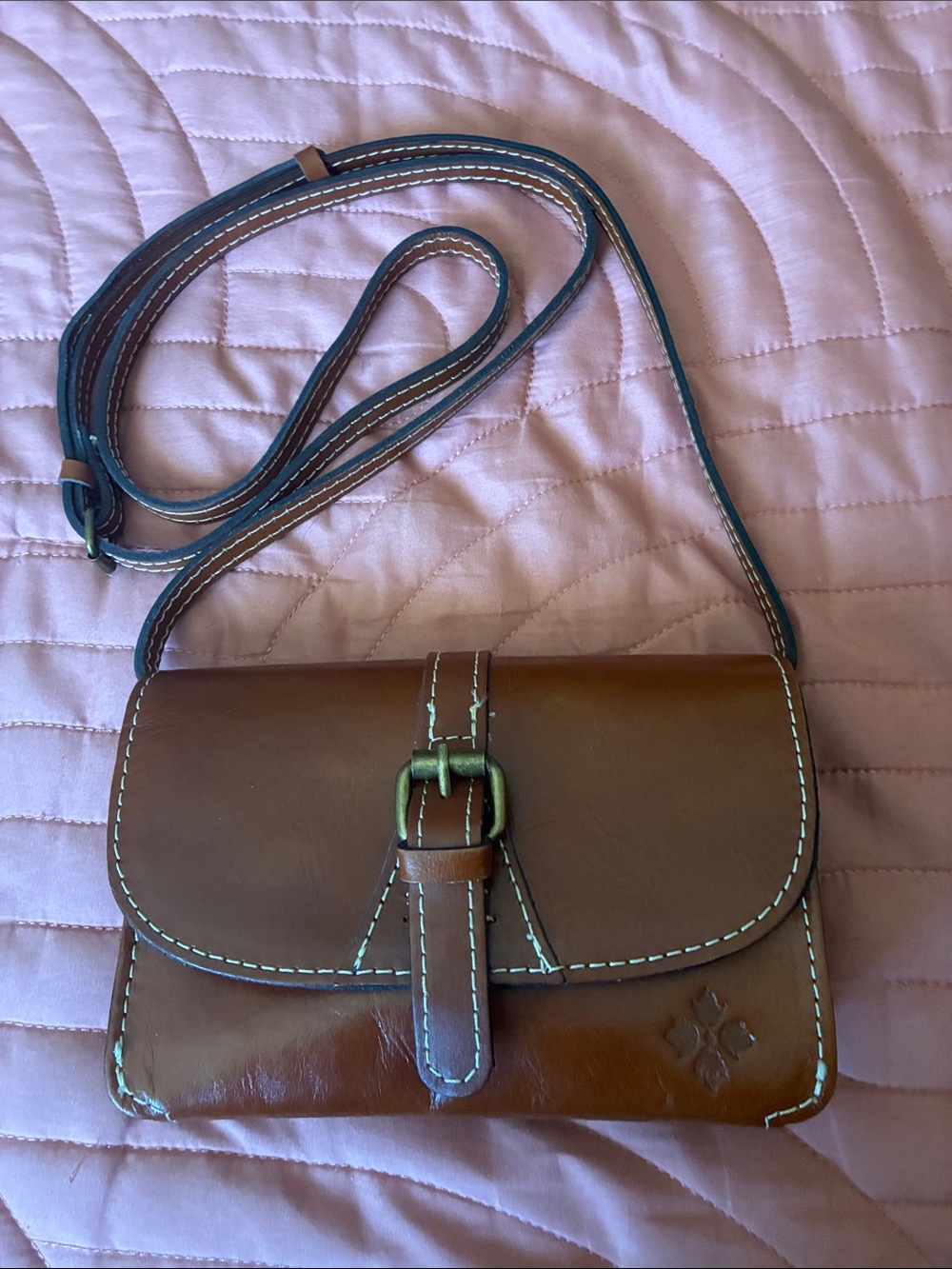 Leather Crossbody Bag in Brown by Patrisha Nash